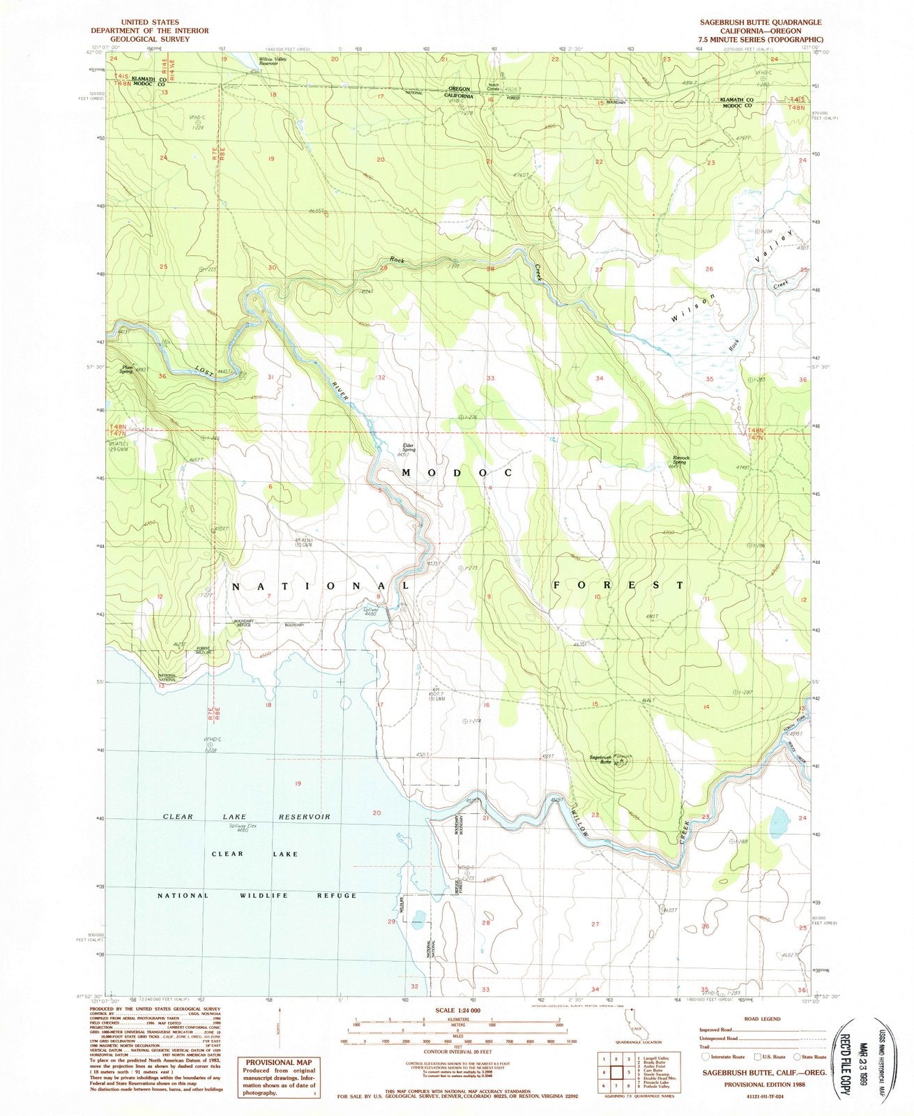 1988 Sagebrush Butte, CA - California - USGS Topographic Map