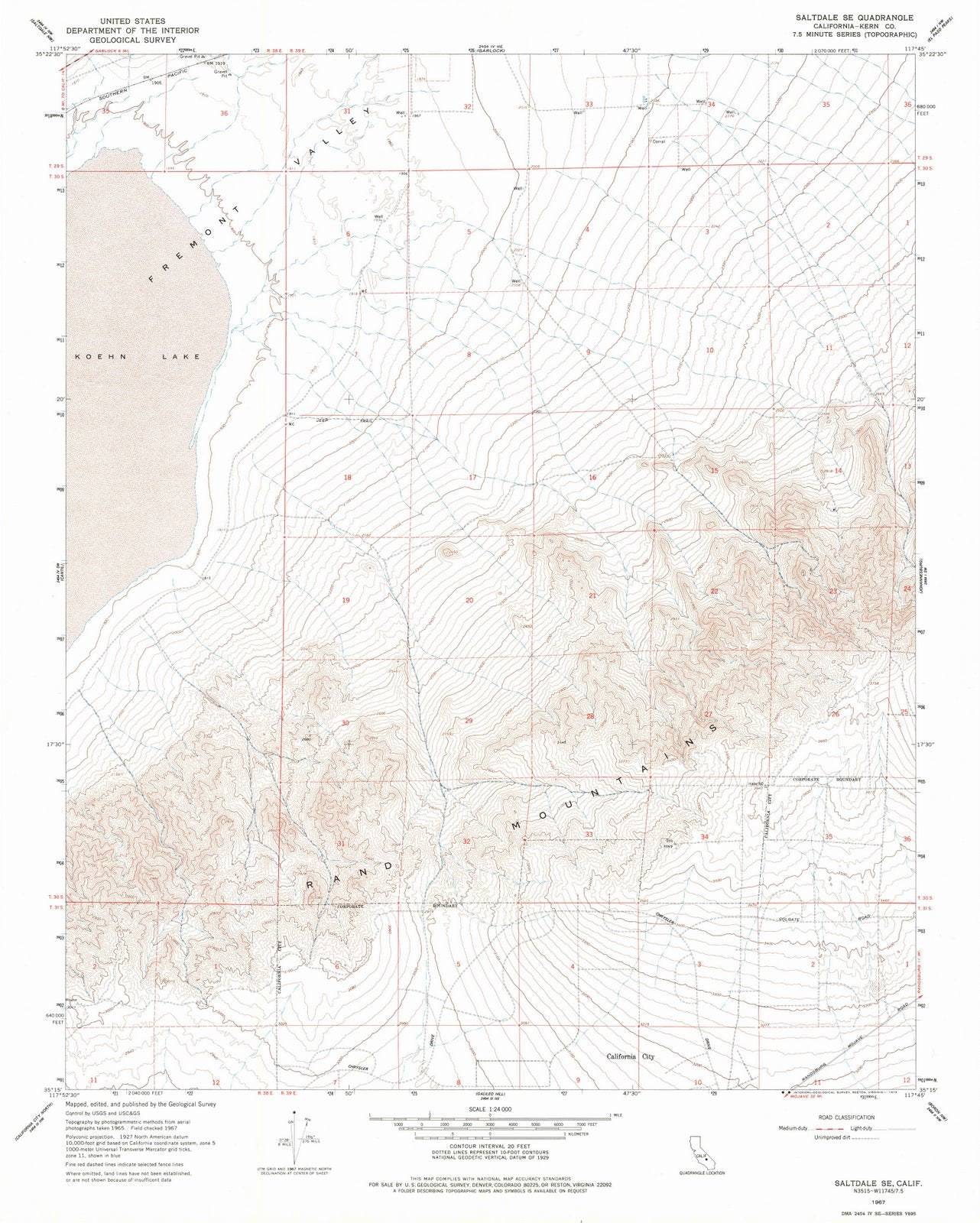 1967 Saltdale, CA - California - USGS Topographic Map v2