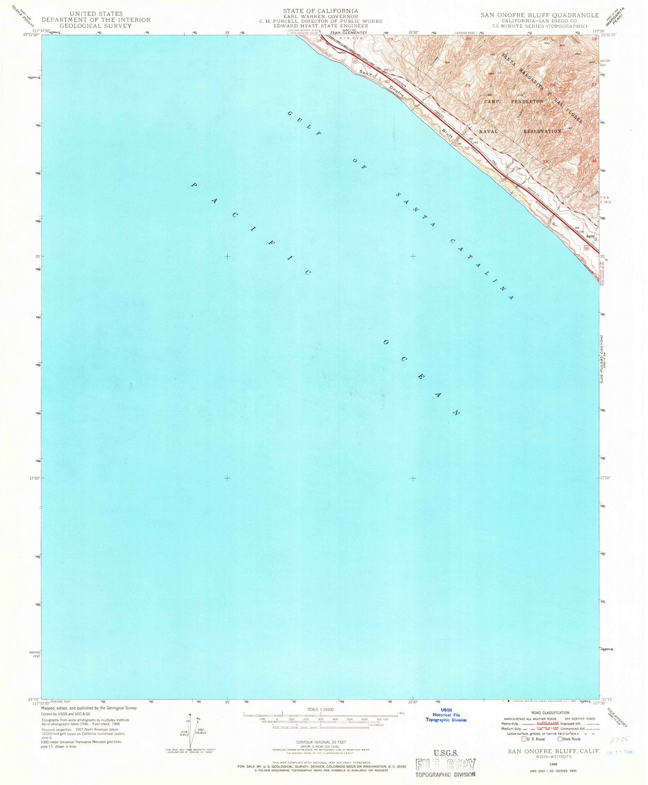 1948 San Onofre Bluff, CA - California - USGS Topographic Map