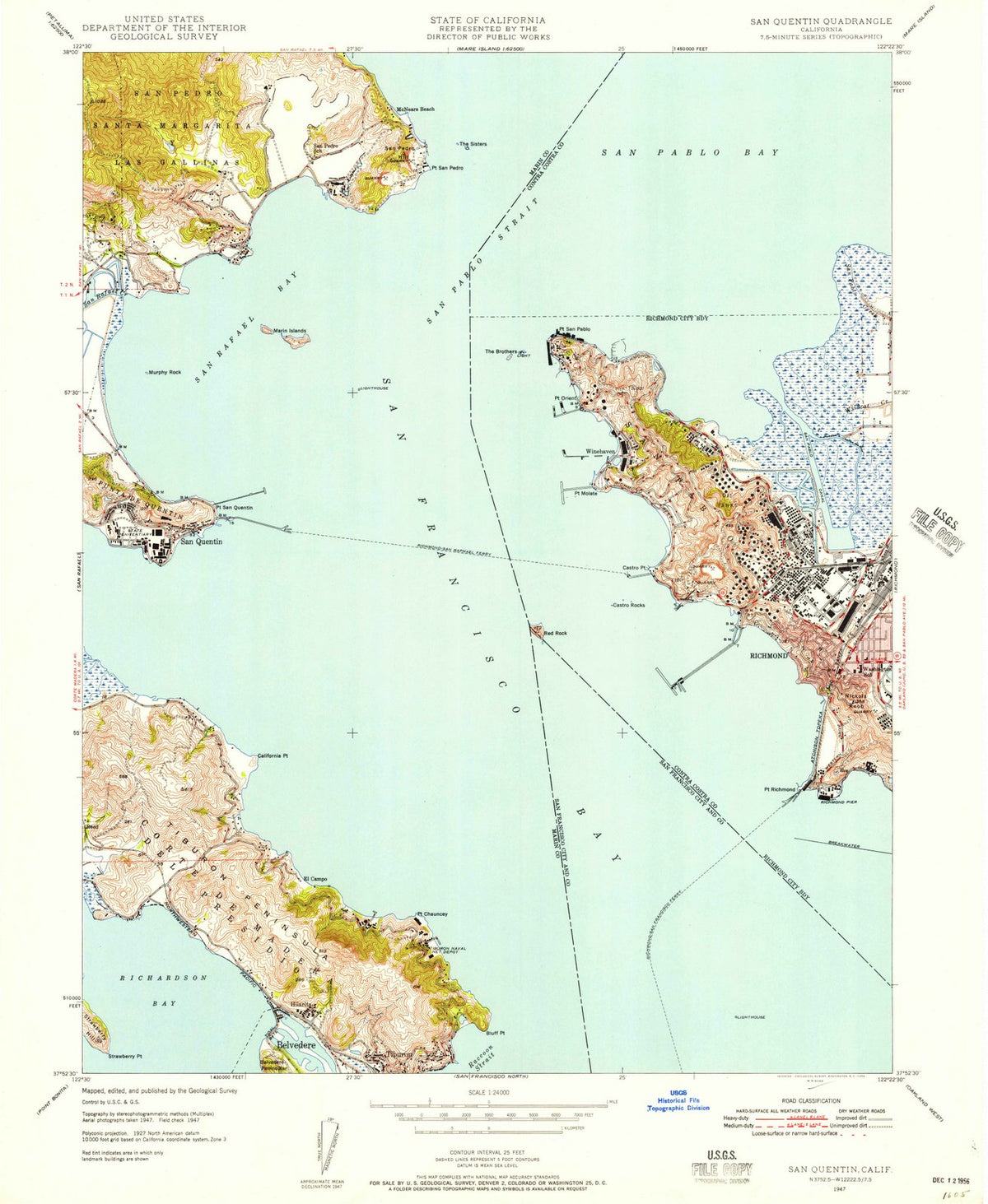 1947 San Quentin, CA - California - USGS Topographic Map