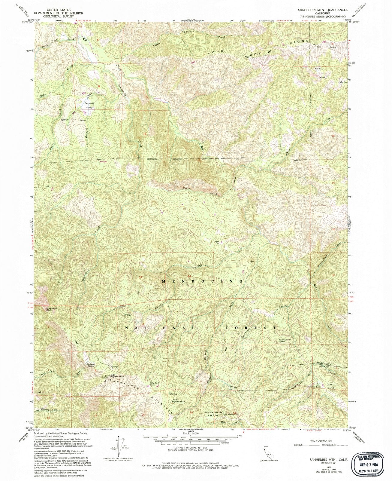 1966 Sanhedrin MTN, CA - California - USGS Topographic Map