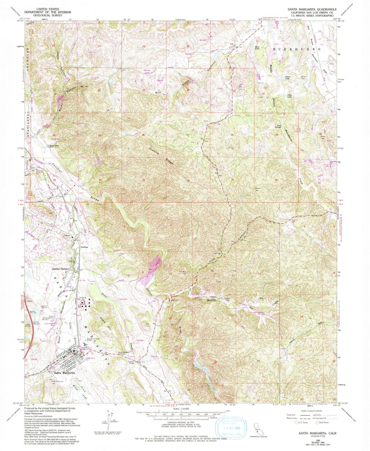 1965 Santa Margarita, CA - California - USGS Topographic Map