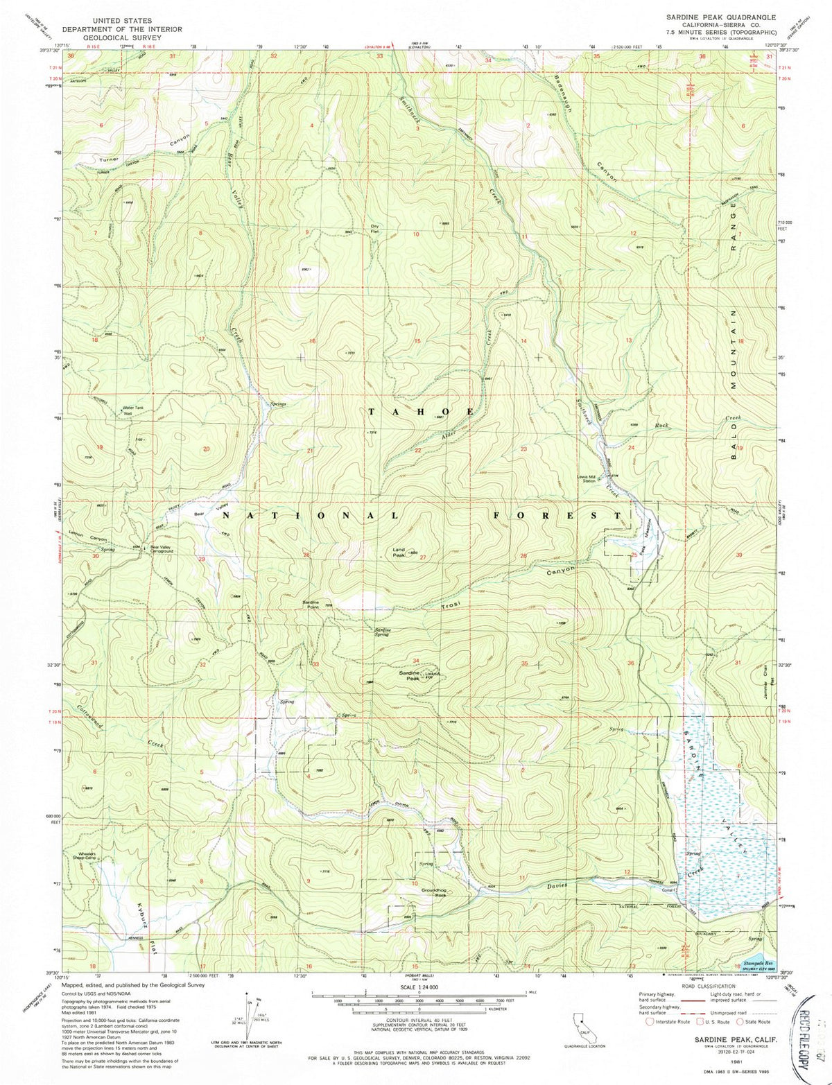 1981 Sardine Peak, CA - California - USGS Topographic Map