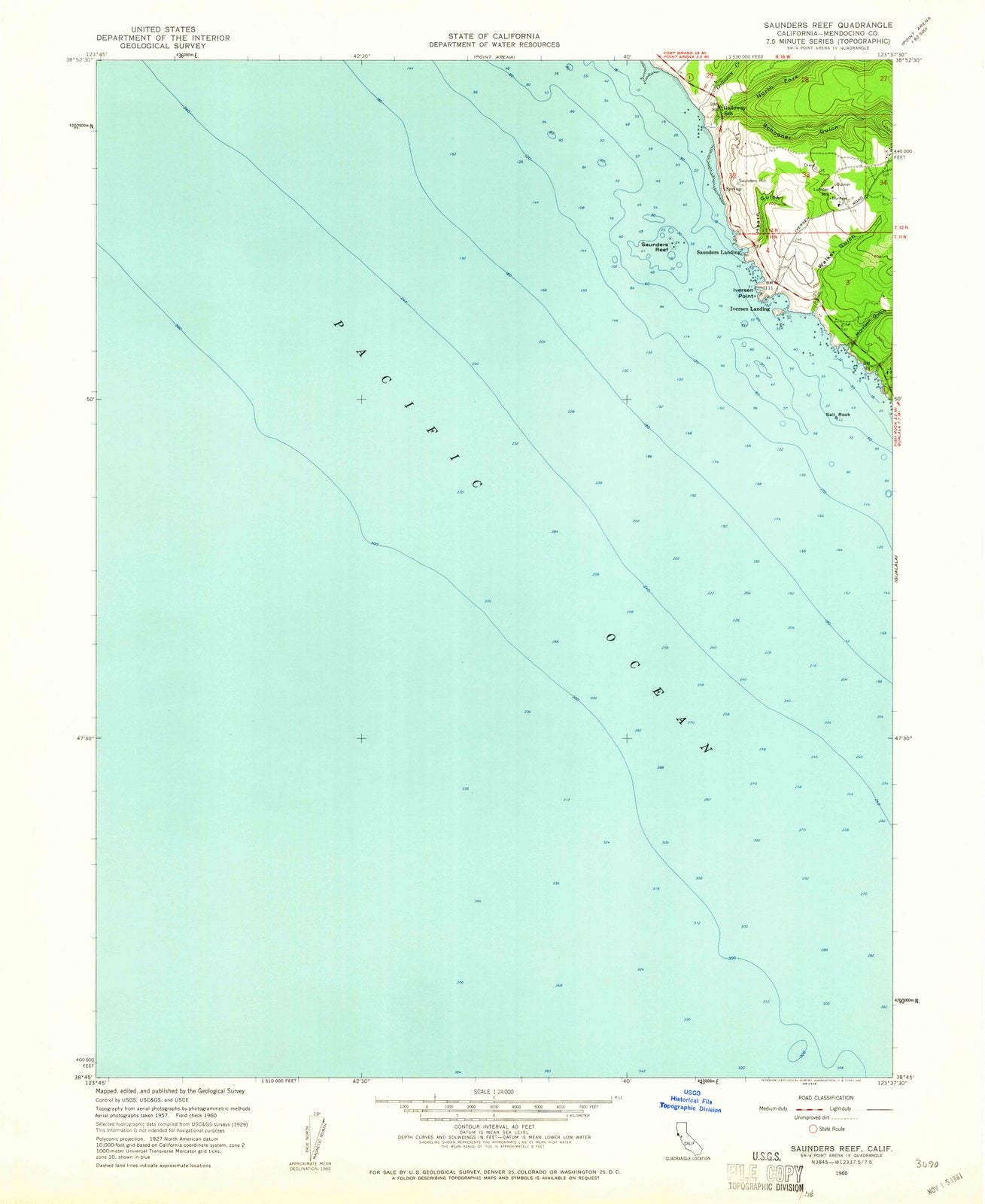 1960 Saunders Reef, CA - California - USGS Topographic Map