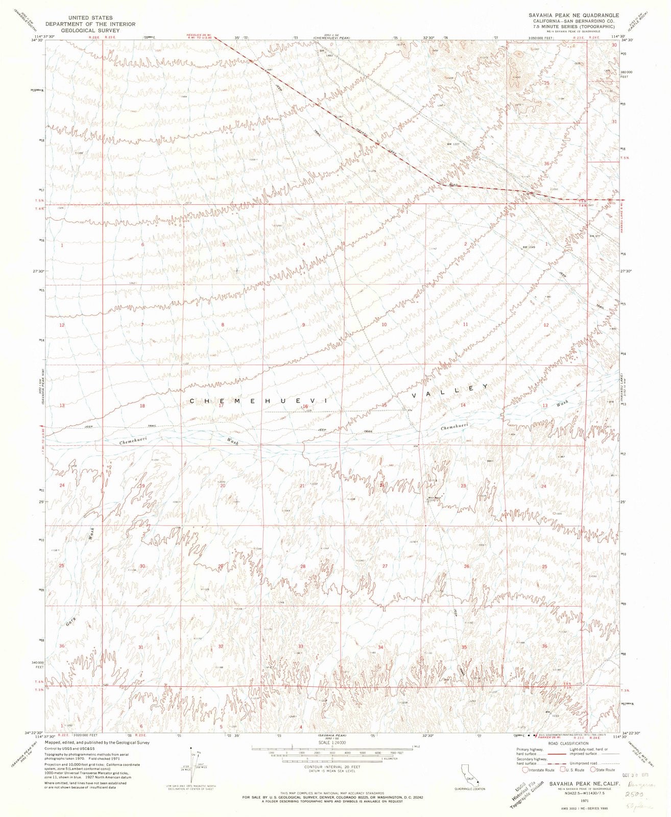 1971 Savahia Peak, CA - California - USGS Topographic Map