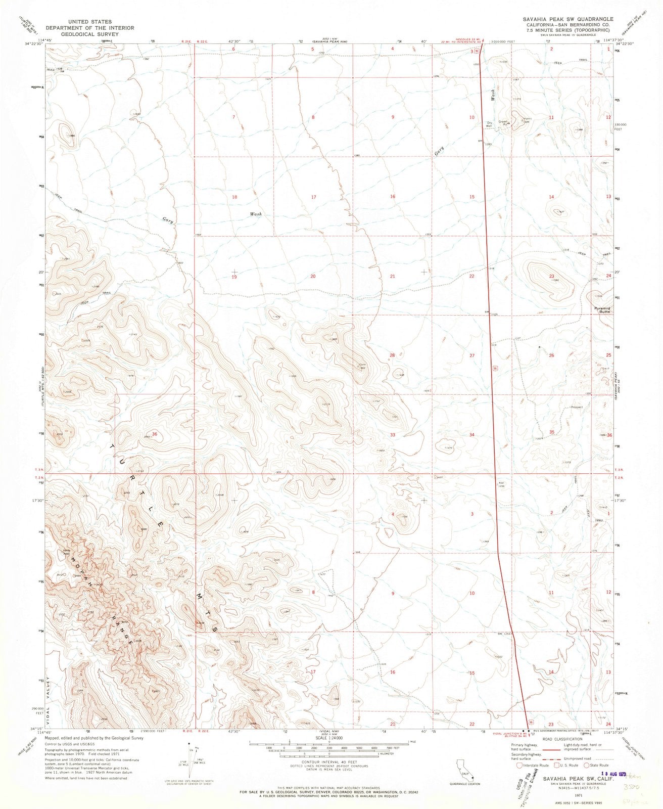 1971 Savahia Peak, CA - California - USGS Topographic Map v3