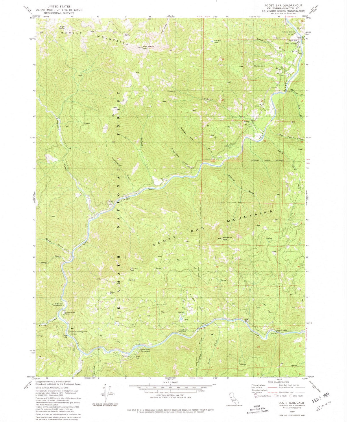 1980 Scott Bar, CA - California - USGS Topographic Map