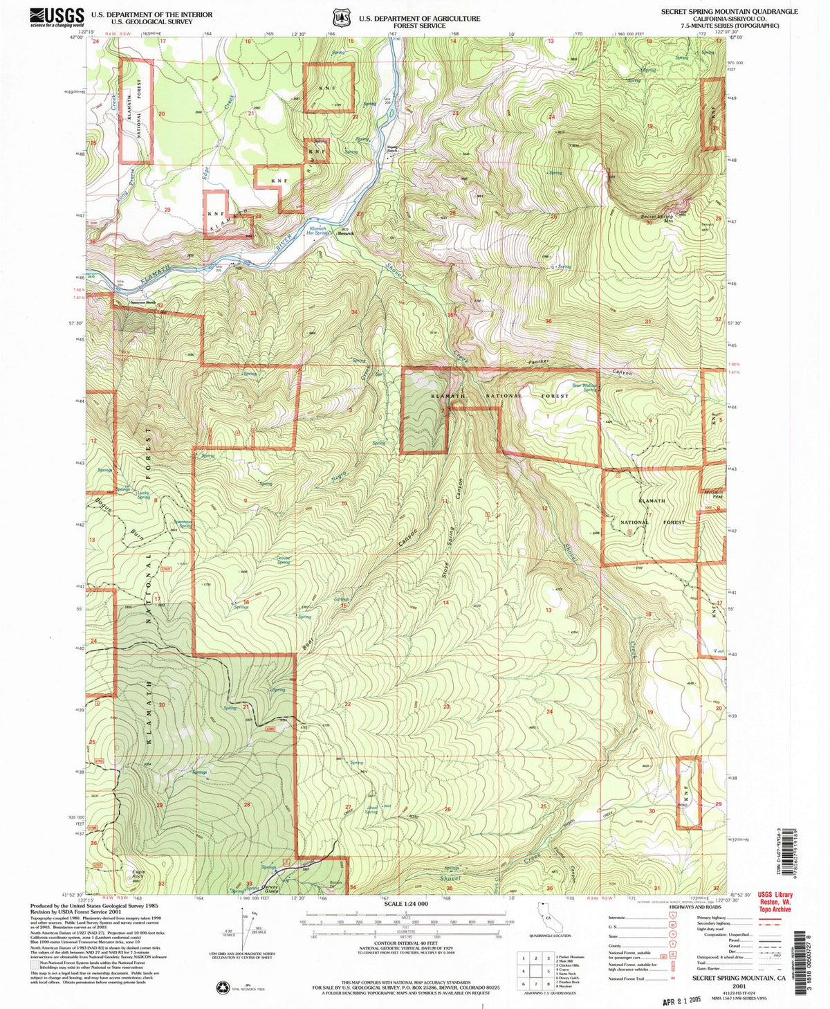2001 Secret Spring Mountain, CA - California - USGS Topographic Map