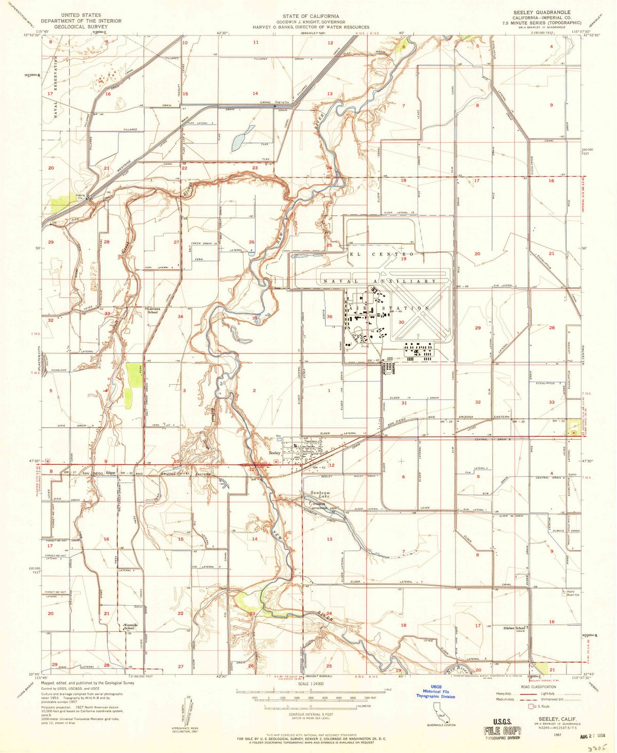 1957 Seeley, CA - California - USGS Topographic Map