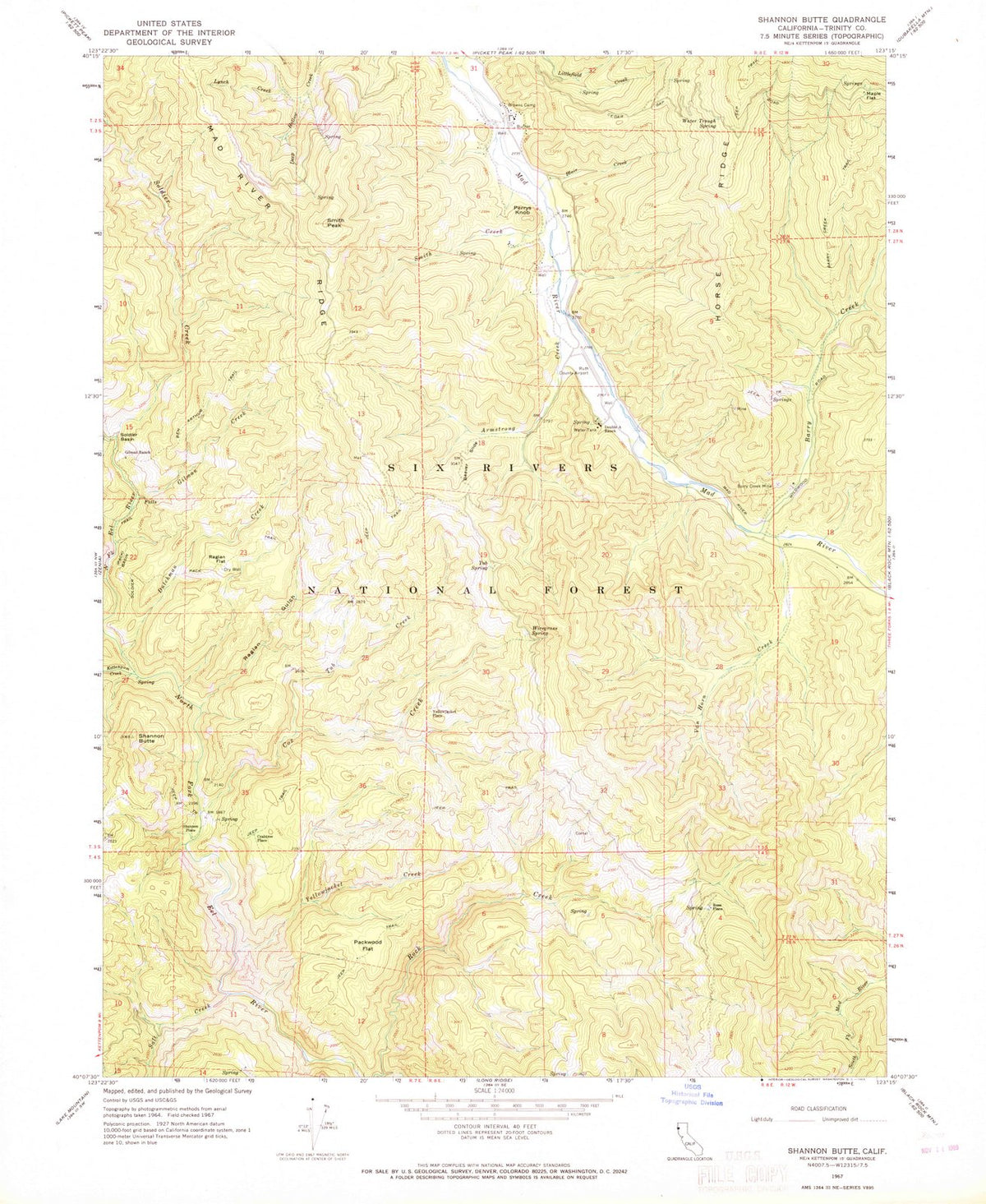 1967 Shannon Butte, CA - California - USGS Topographic Map