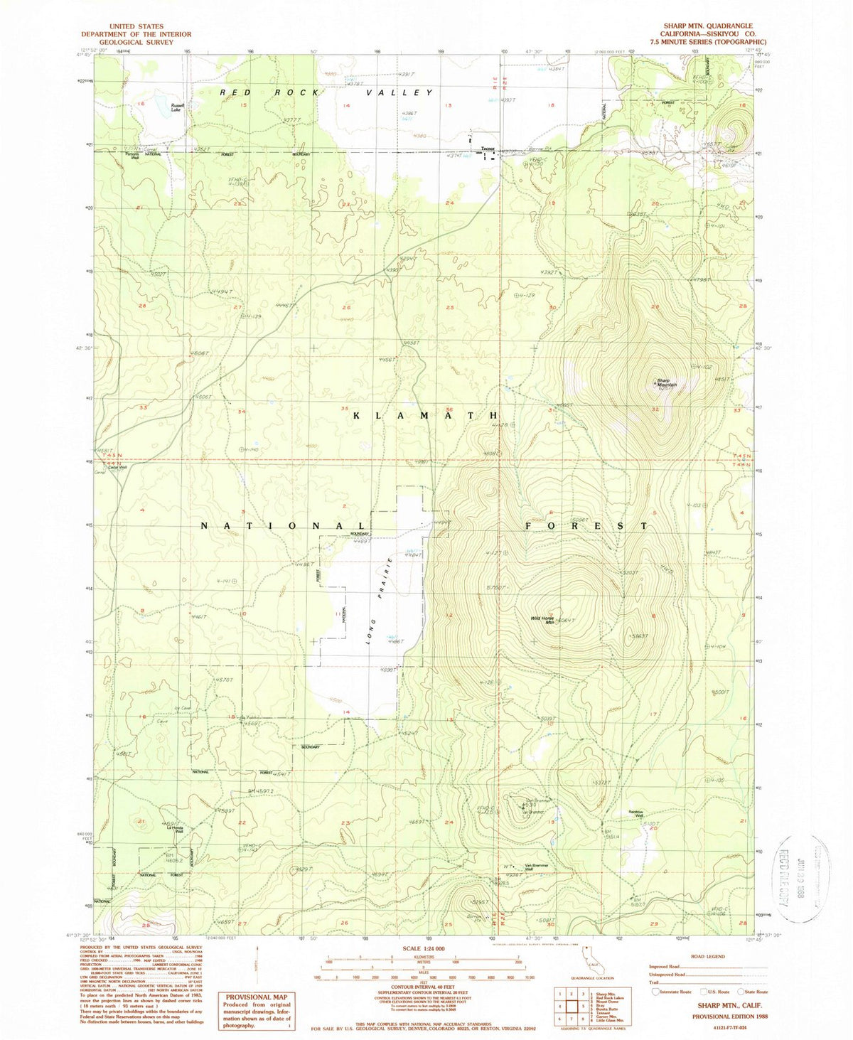 1988 Sharp Mountain, CA - California - USGS Topographic Map