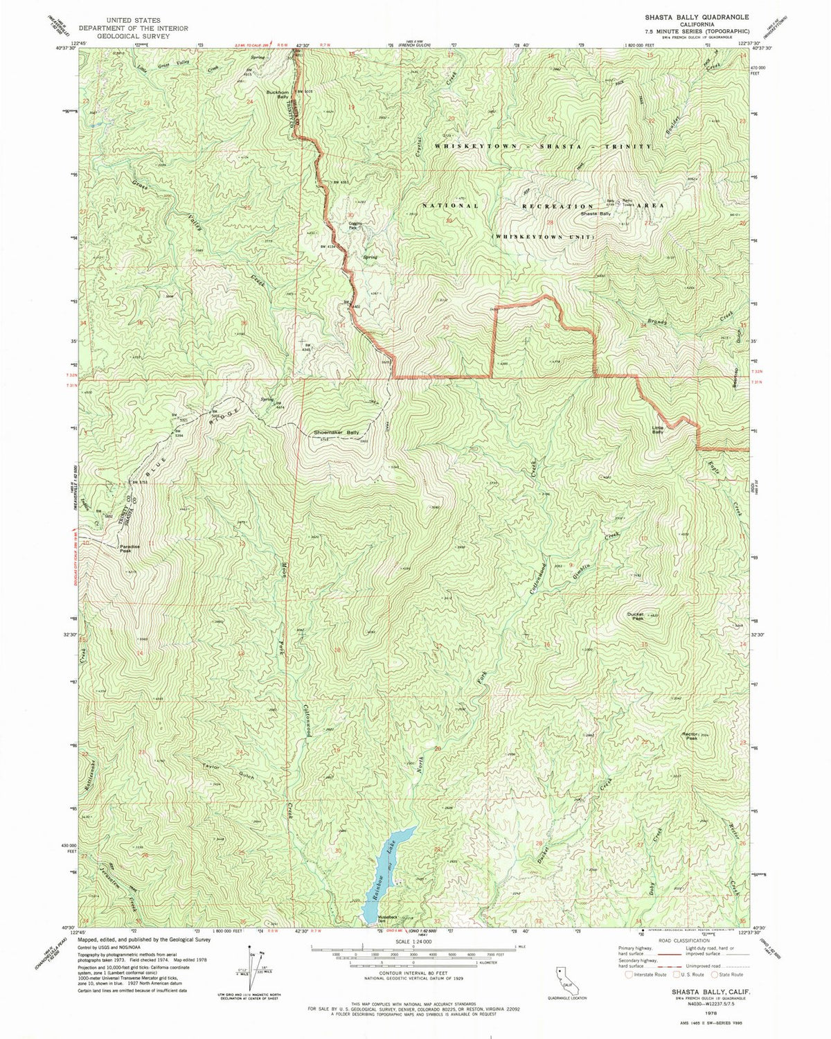 1978 Shasta Bally, CA - California - USGS Topographic Map