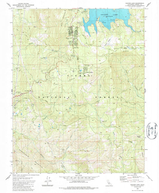 1982 Shaver Lake, CA - California - USGS Topographic Map