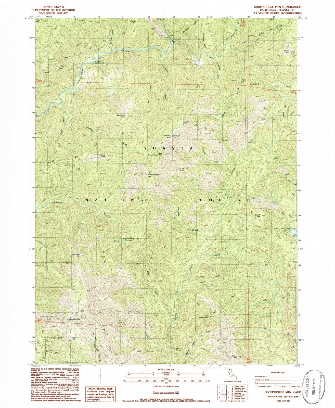 1986 Shoeinhorse Mountain, CA - California - USGS Topographic Map