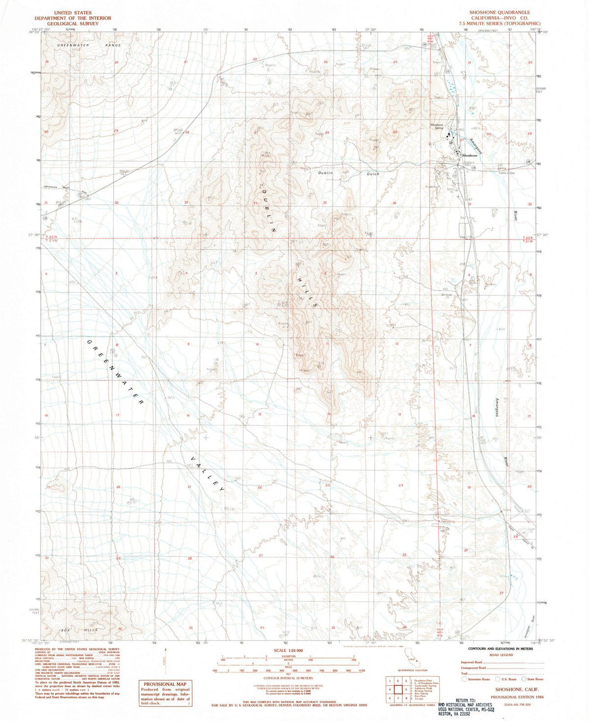 1984 Shoshone, CA - California - USGS Topographic Map