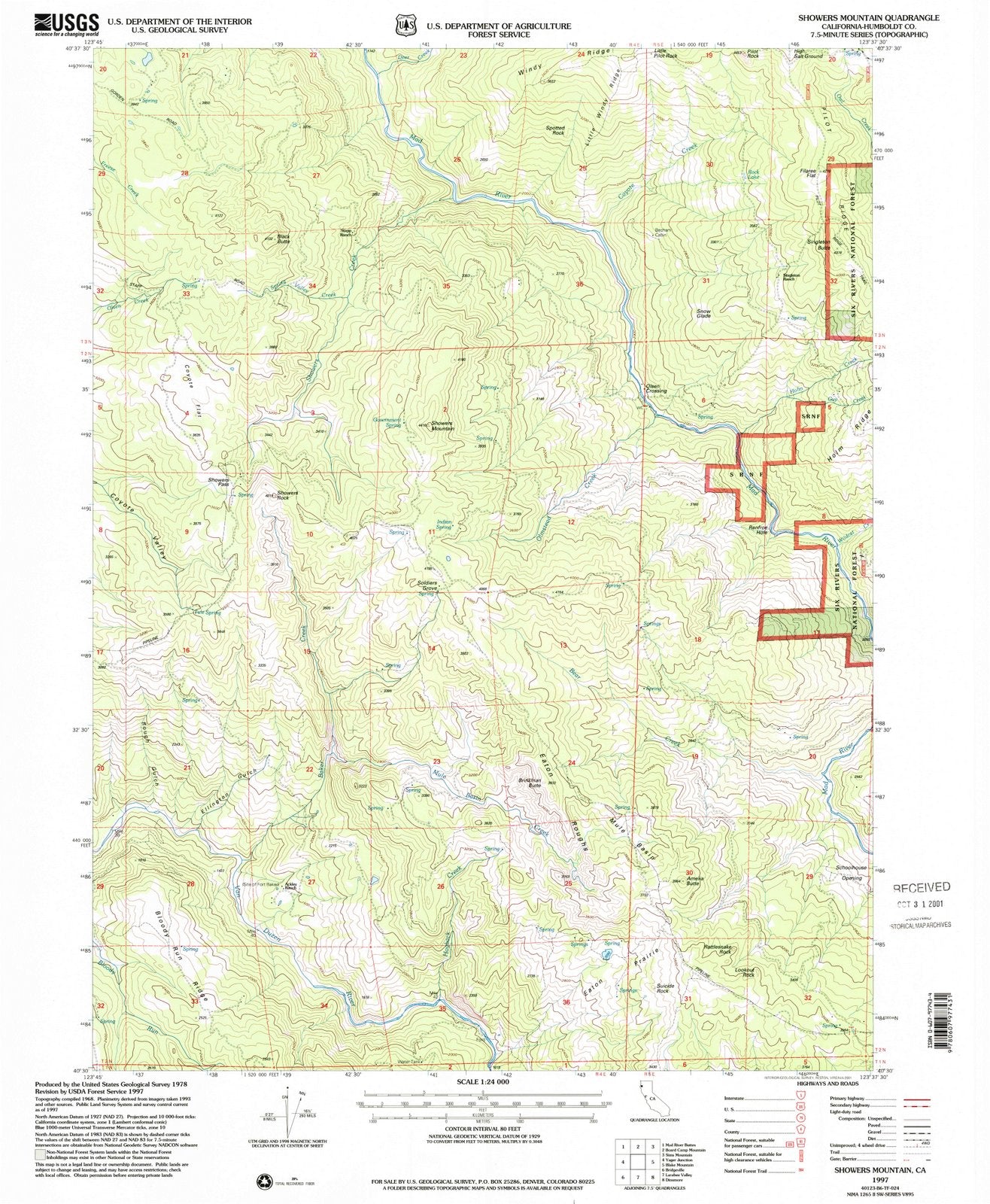 1997 Showers Mountain, CA - California - USGS Topographic Map