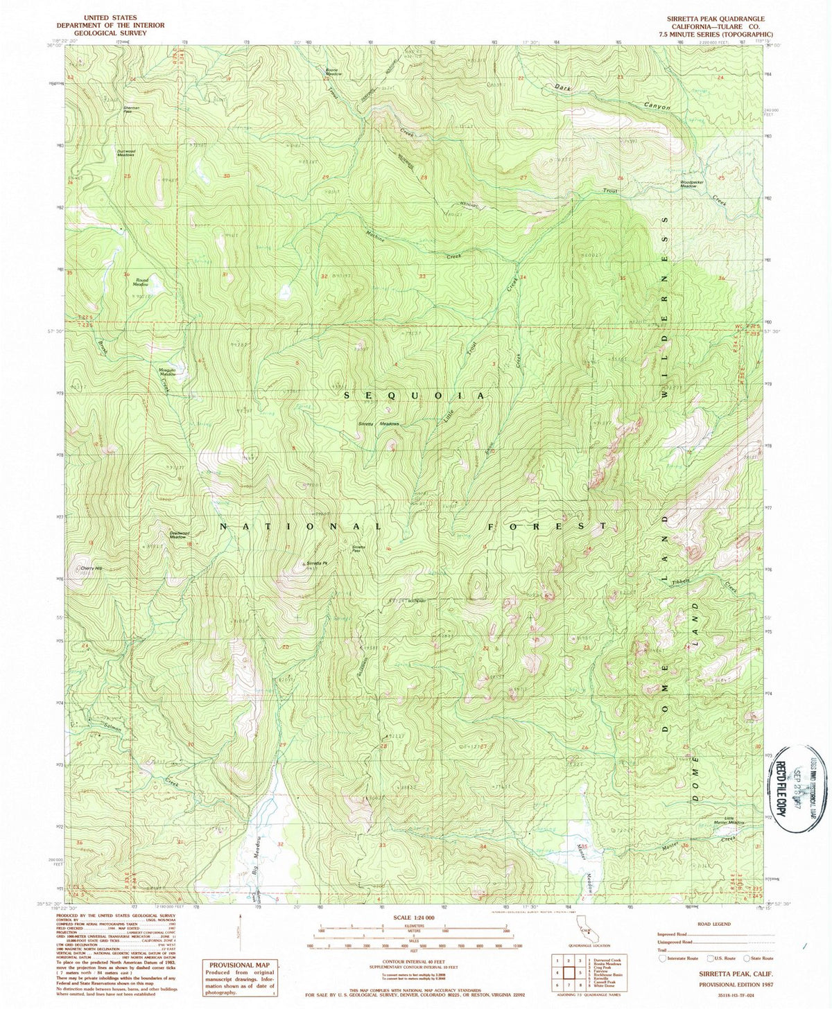 1987 Sirretta Peak, CA - California - USGS Topographic Map