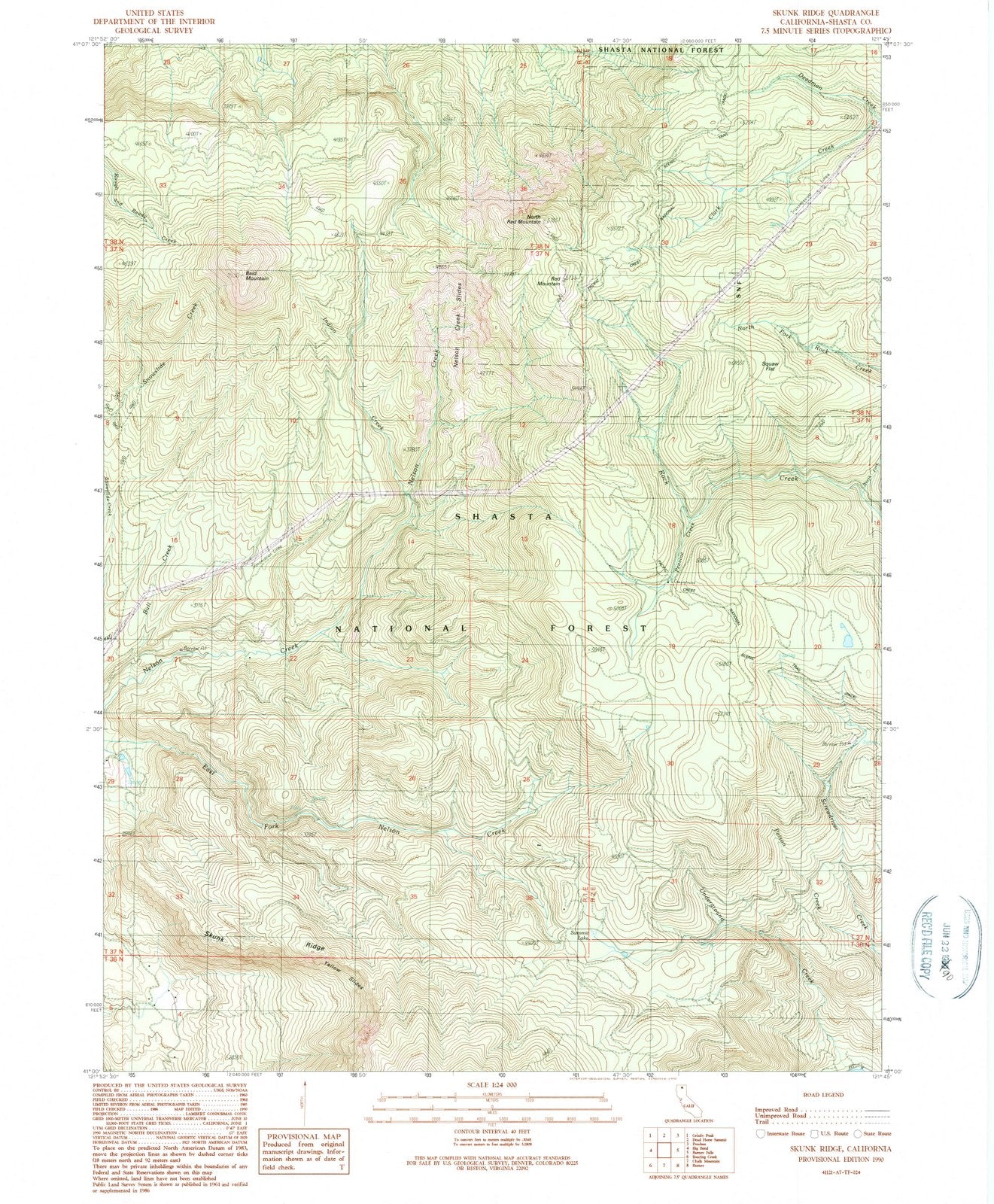 1990 Skunk Ridge, CA - California - USGS Topographic Map