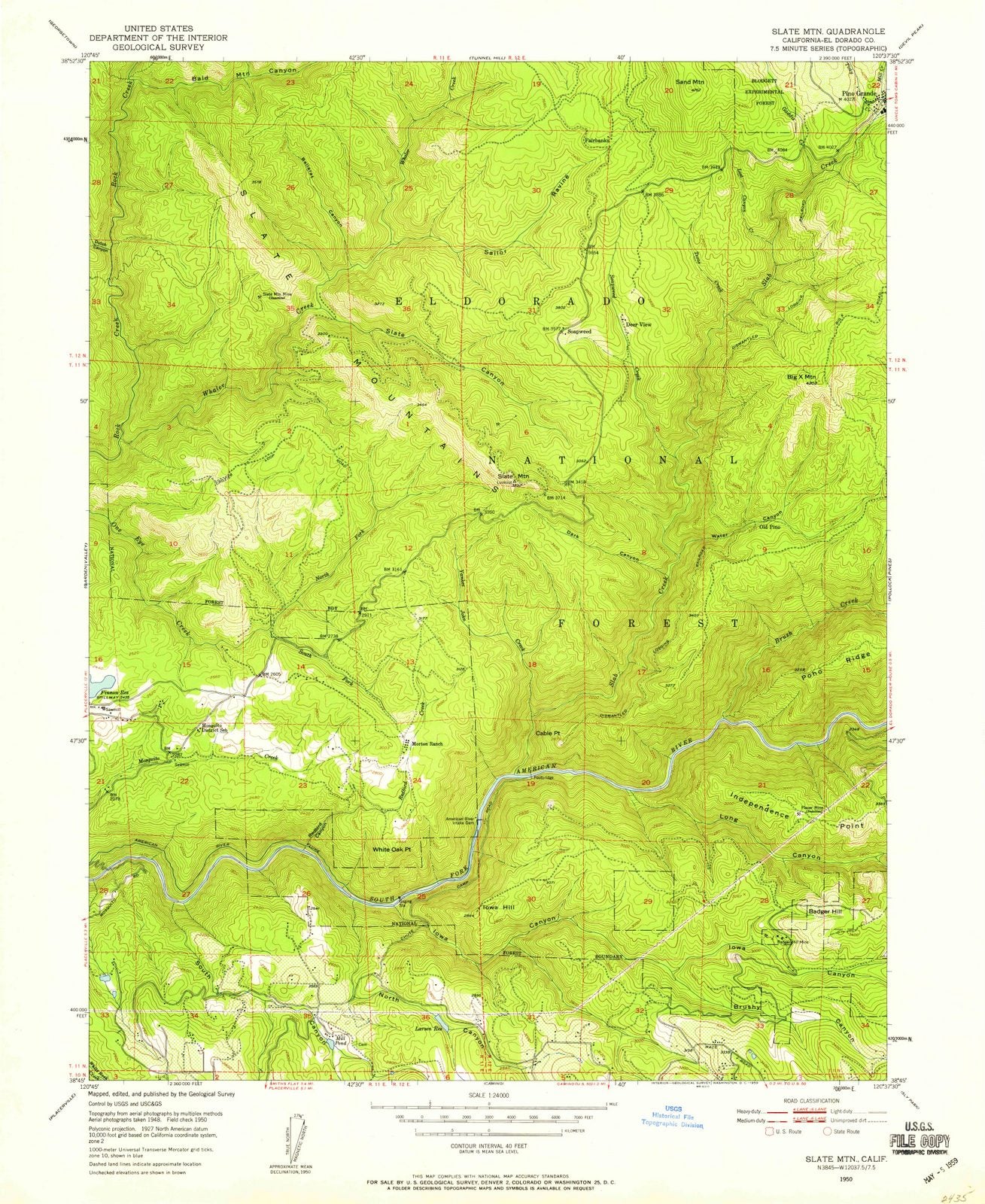 1950 Slate MTN, CA - California - USGS Topographic Map