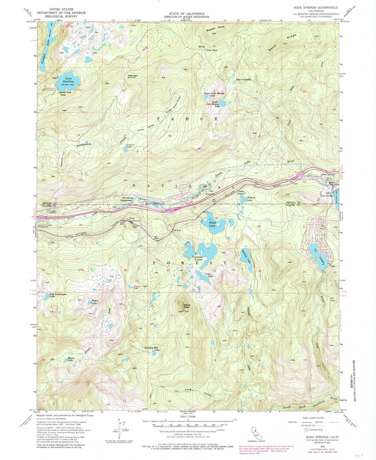 1955 Soda Springs, CA - California - USGS Topographic Map