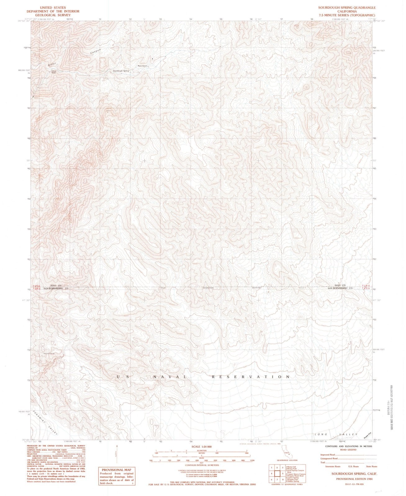 1984 Sourdough Spring, CA - California - USGS Topographic Map