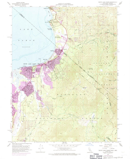 1955 South Lake Tahoe, CA - California - USGS Topographic Map
