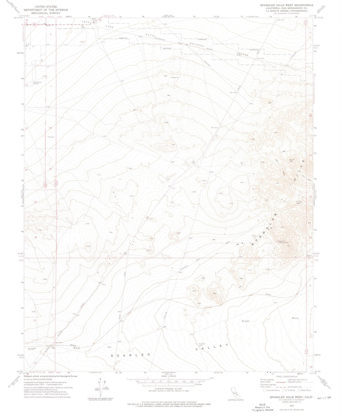 1973 Spangler Hills West, CA - California - USGS Topographic Map