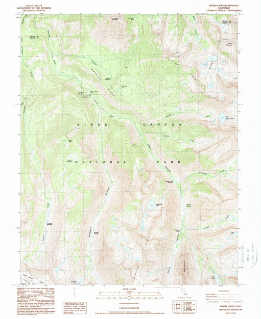 1988 Sphinx Lakes, CA - California - USGS Topographic Map