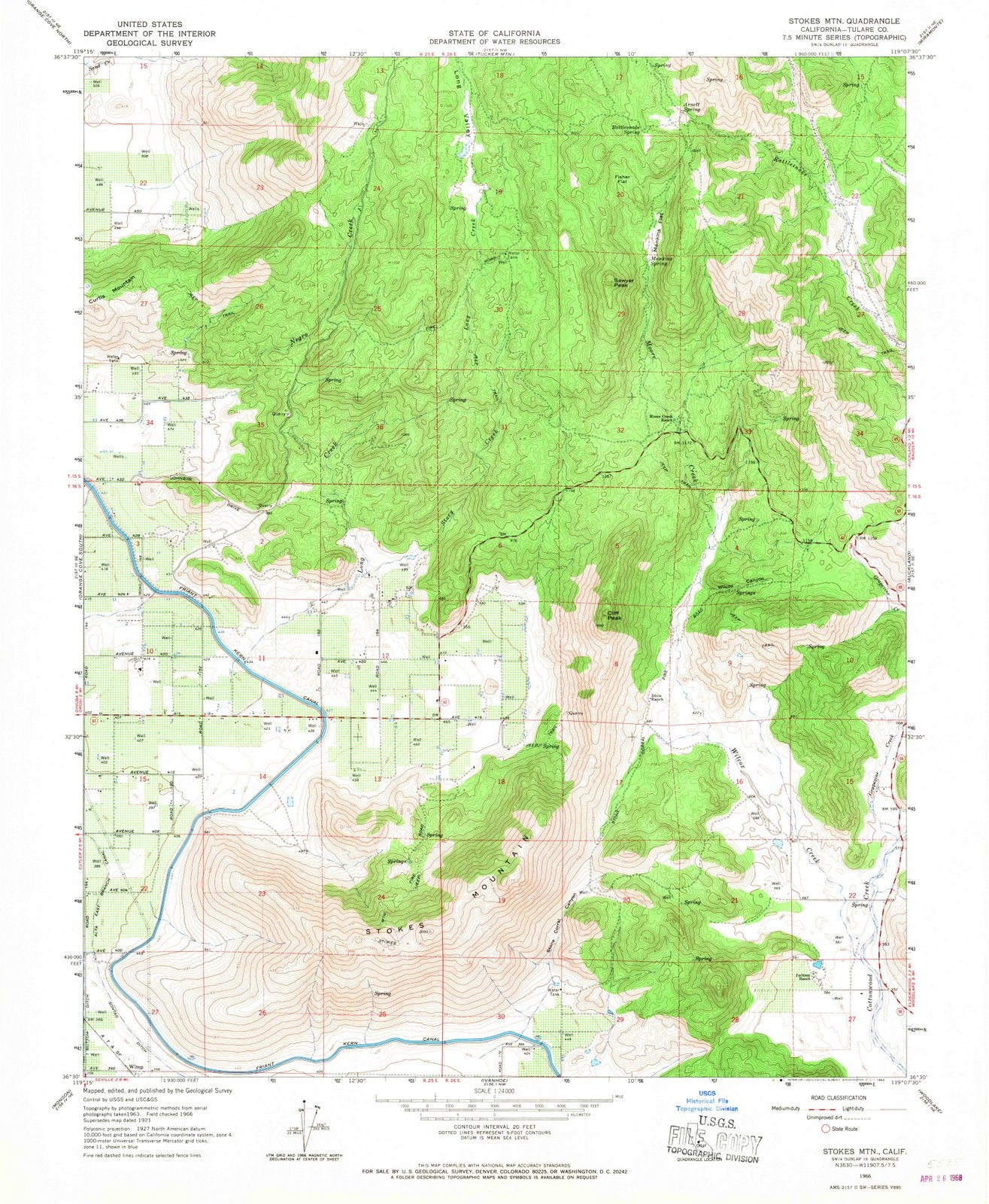 1966 Stokes MTN, CA - California - USGS Topographic Map