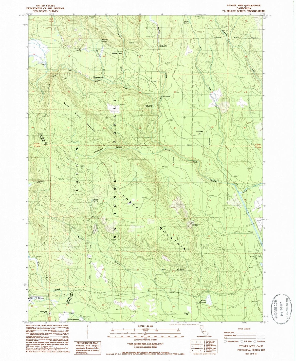 1985 Stover Mountain, CA - California - USGS Topographic Map