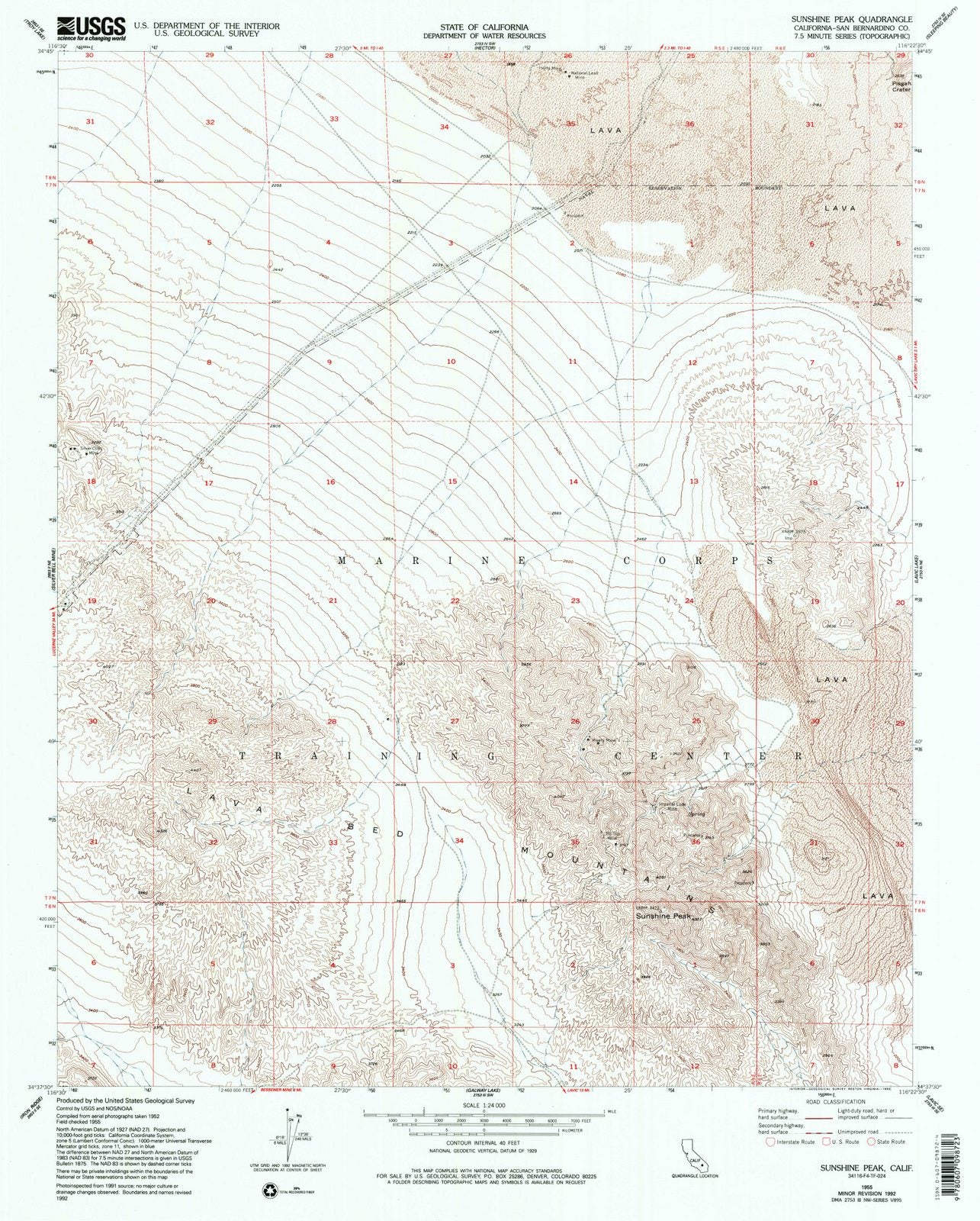 1955 Sunshine Peak, CA - California - USGS Topographic Map