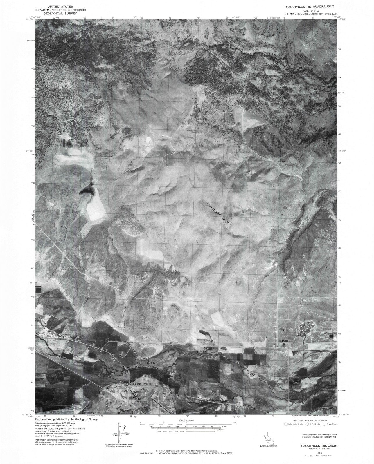 1975 Susanville, CA - California - USGS Topographic Map
