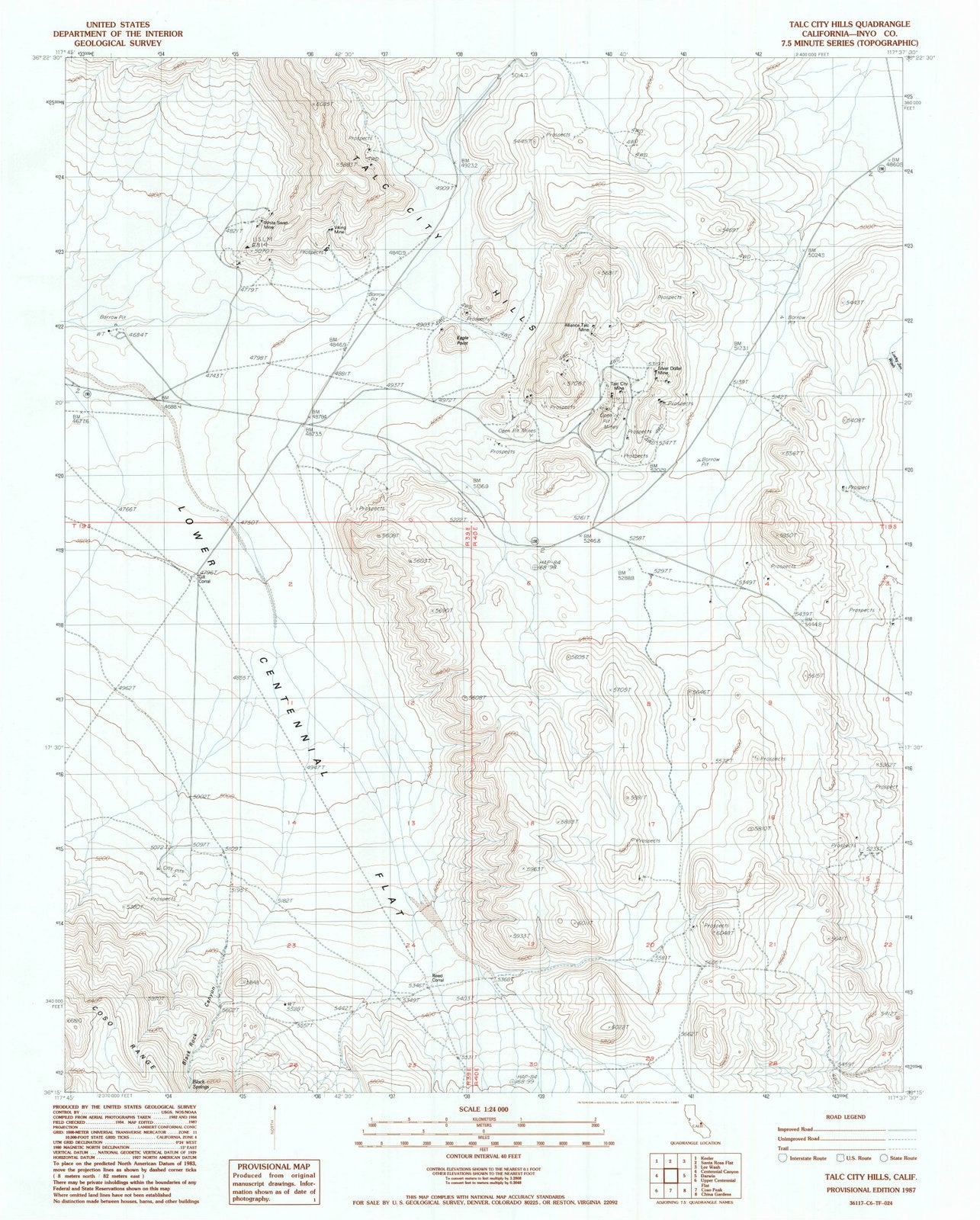 1987 Talc City Hills, CA - California - USGS Topographic Map