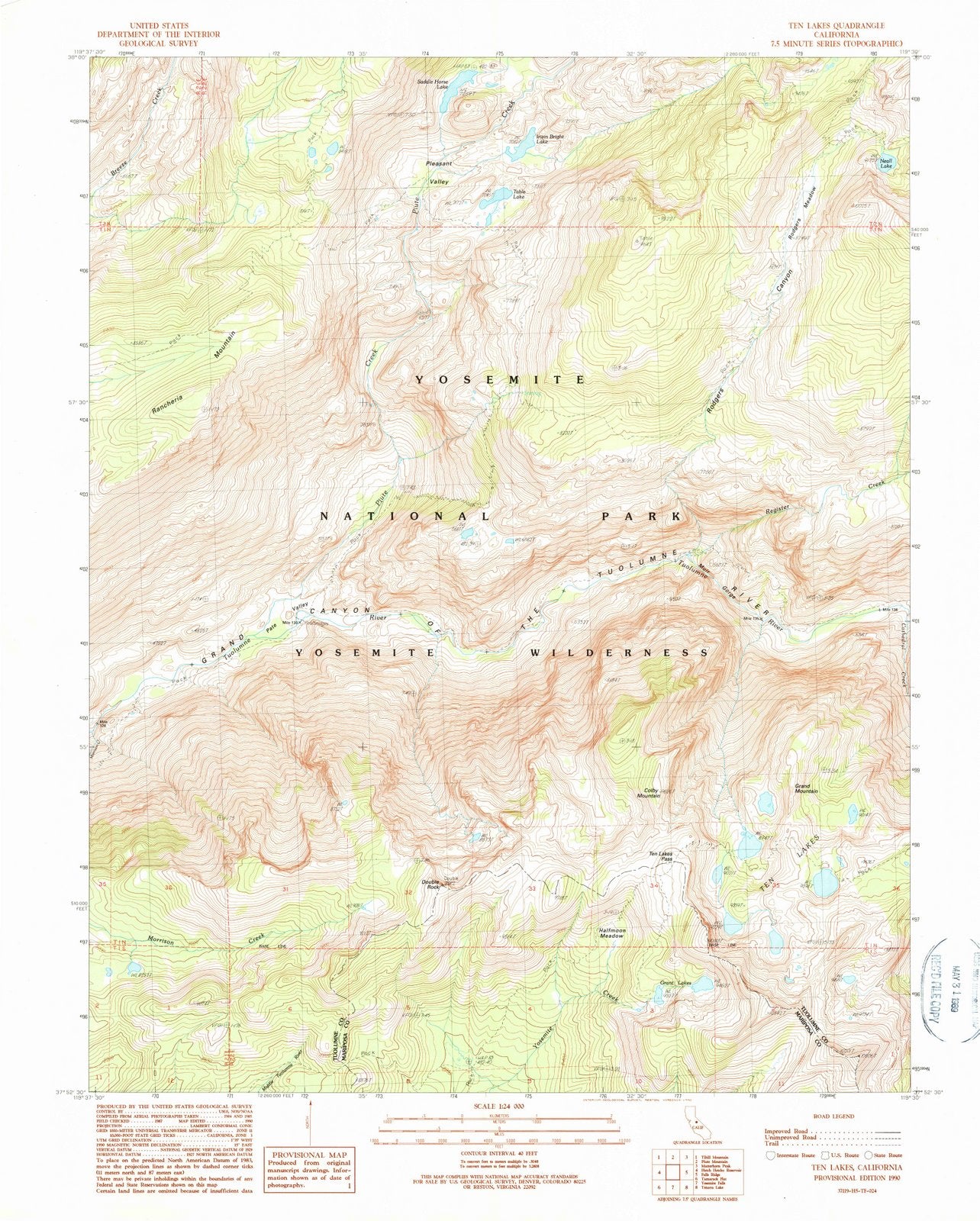 1990 Ten Lakes, CA - California - USGS Topographic Map