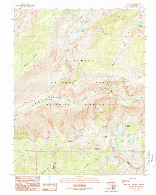 1990 Ten Lakes, CA - California - USGS Topographic Map