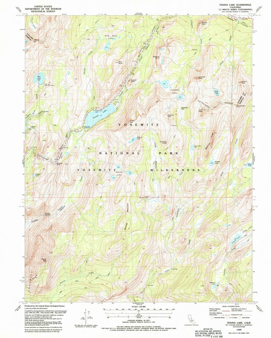 1990 Tenaya Lake, CA - California - USGS Topographic Map