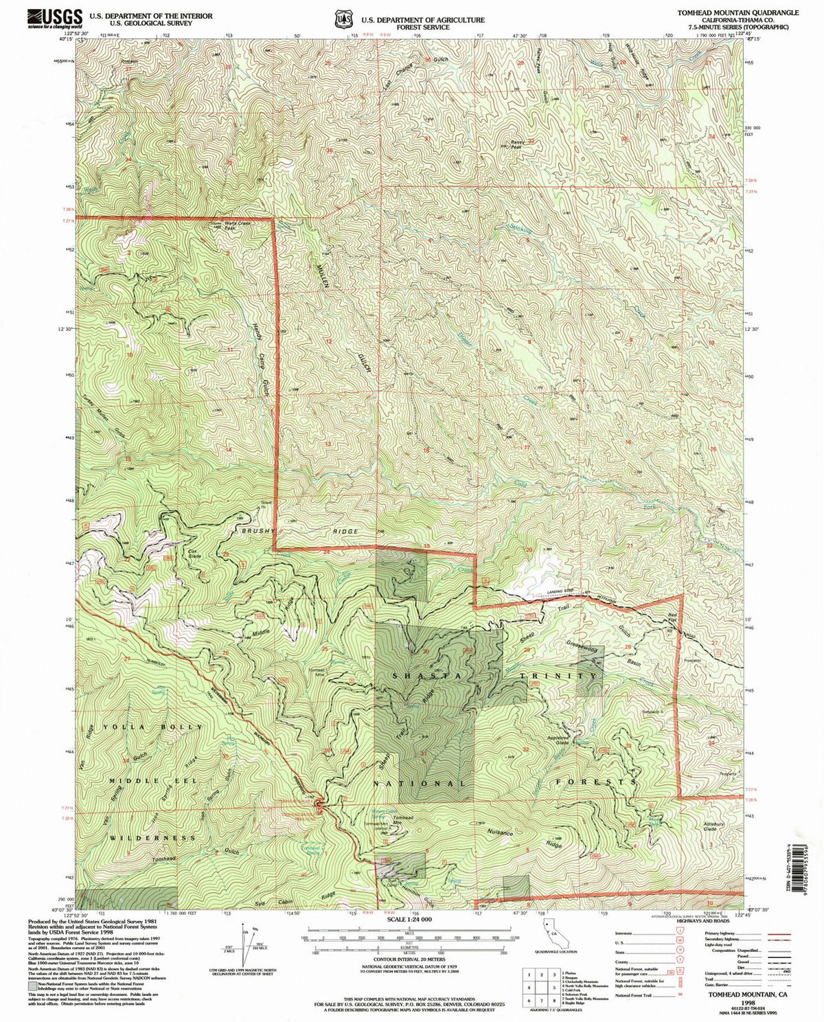 1998 Tomhead Mountain, CA - California - USGS Topographic Map
