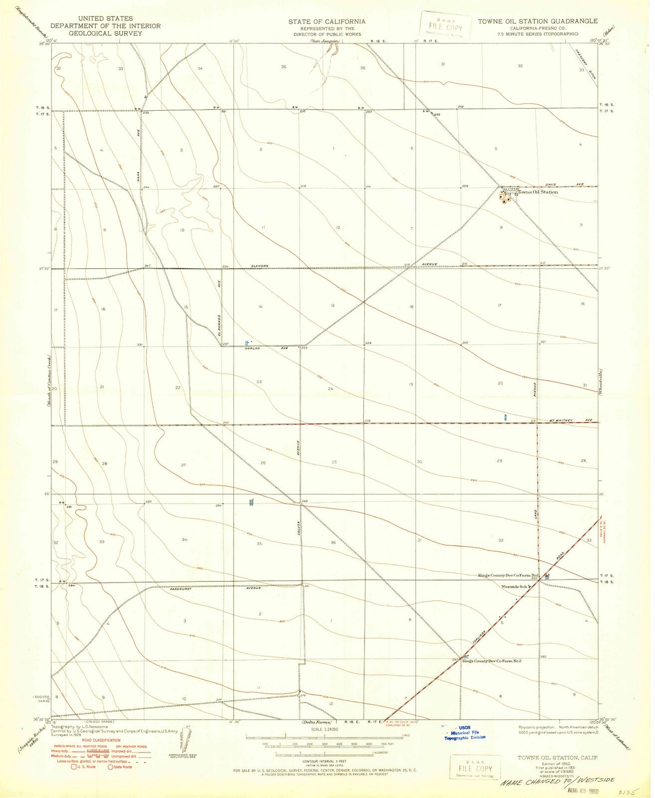 1950 Towne Oil Station, CA - California - USGS Topographic Map