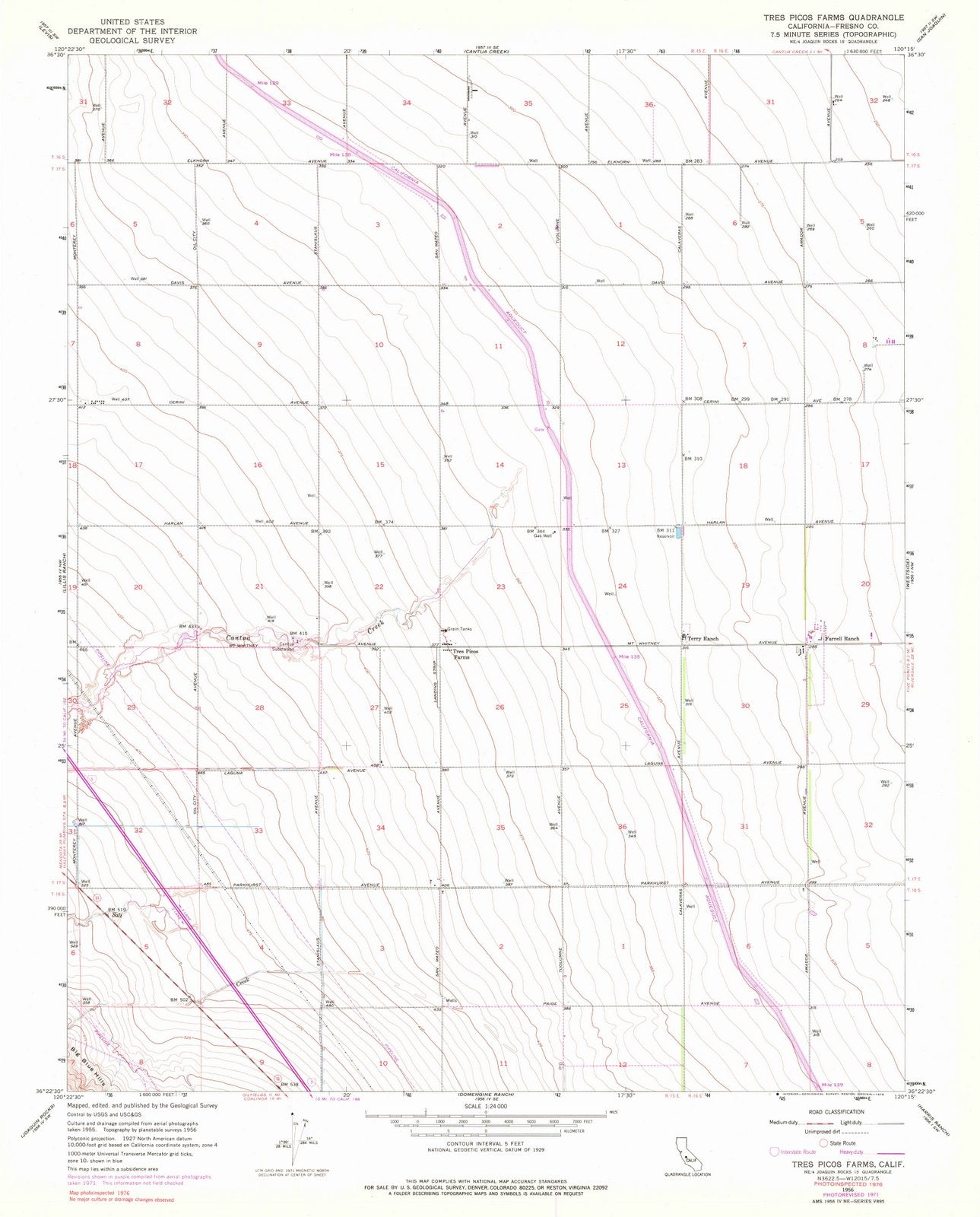 1956 Tres Picos Farms, CA - California - USGS Topographic Map