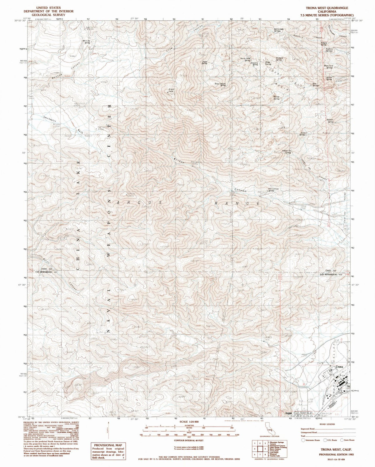 1983 Trona West, CA - California - USGS Topographic Map