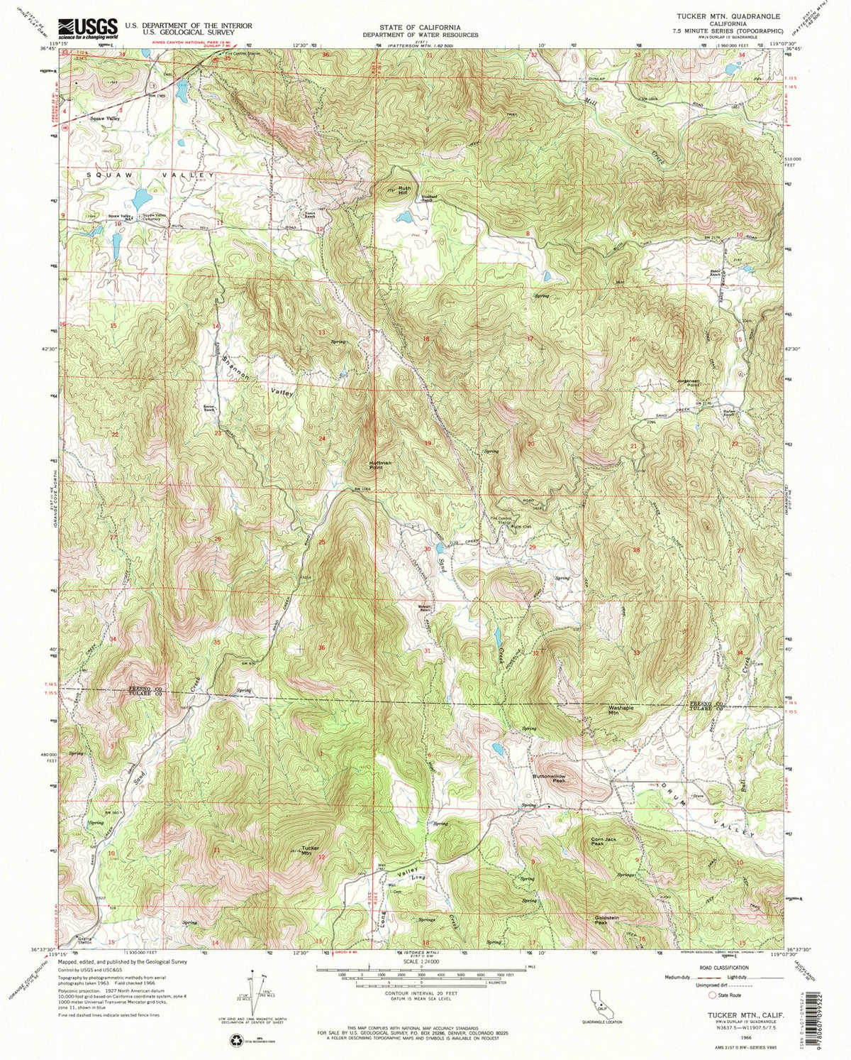 1966 Tucker MTN, CA - California - USGS Topographic Map