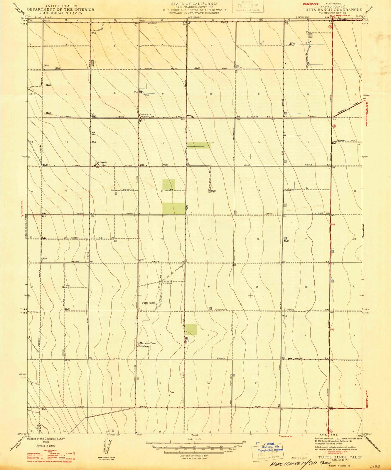 1947 Tufts Ranch, CA - California - USGS Topographic Map
