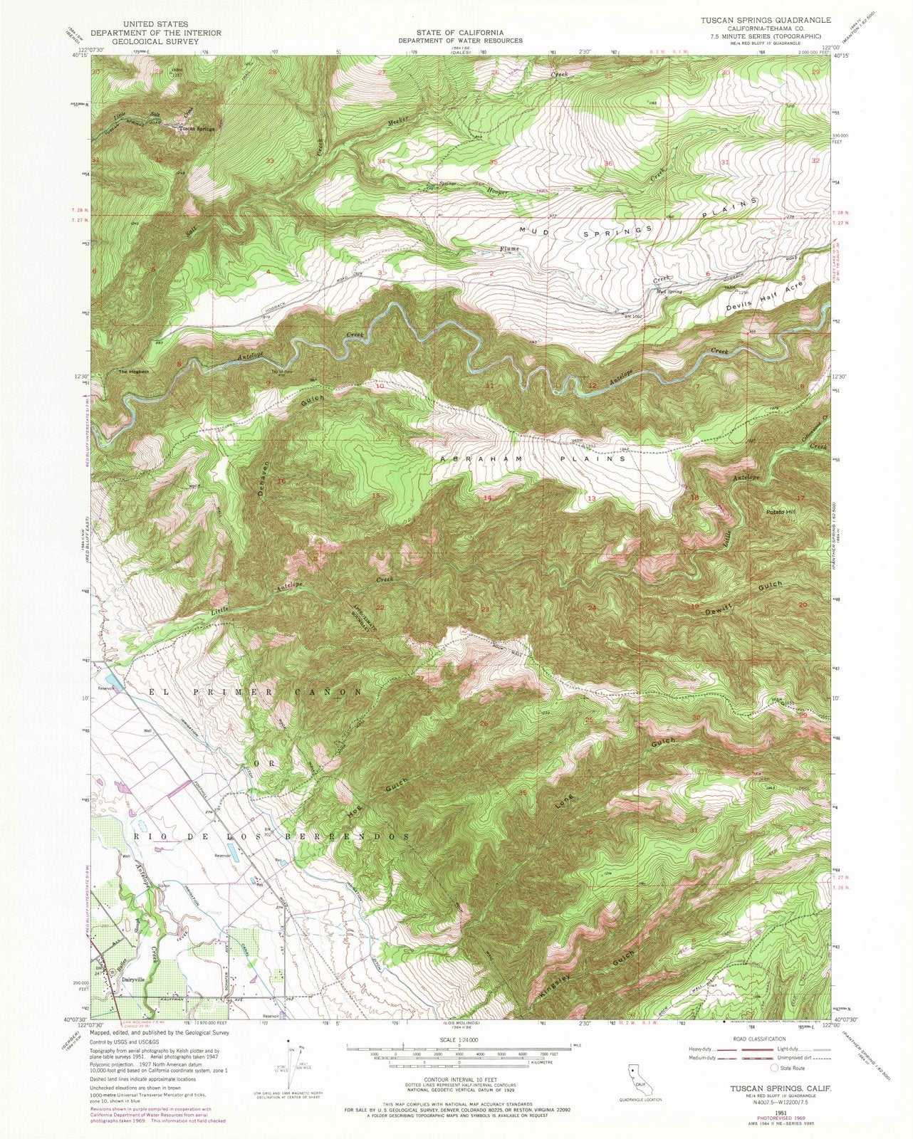 1951 Tuscan Springs, CA - California - USGS Topographic Map