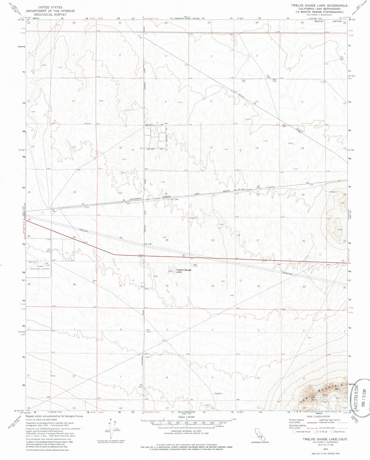 1973 Twelve Gauge Lake, CA - California - USGS Topographic Map