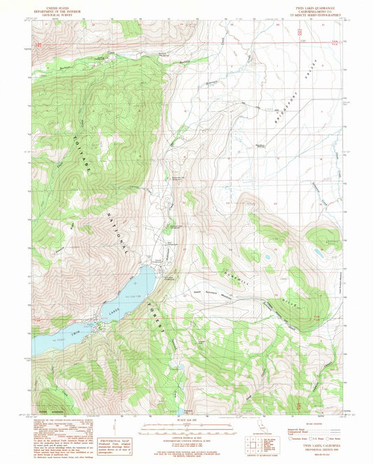 1990 Twin Lakes, CA - California - USGS Topographic Map