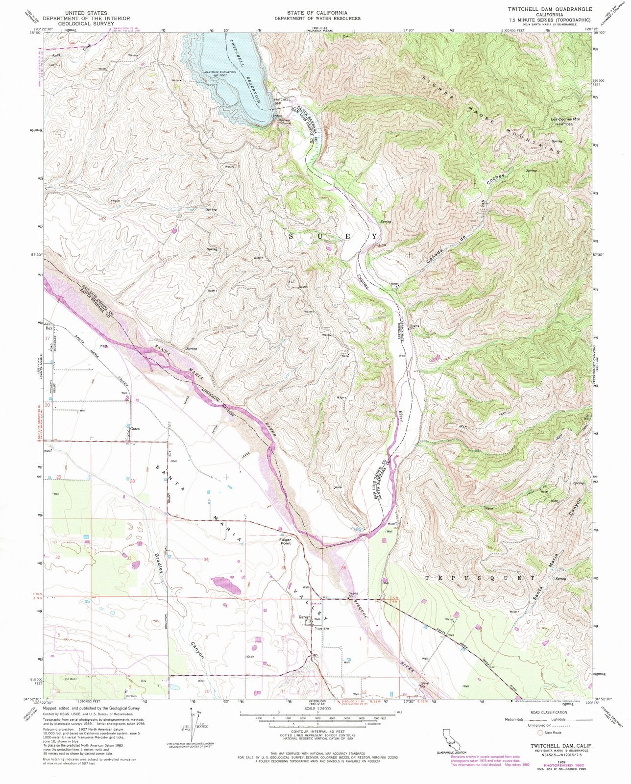 1959 Twitchellam, CA - California - USGS Topographic Map