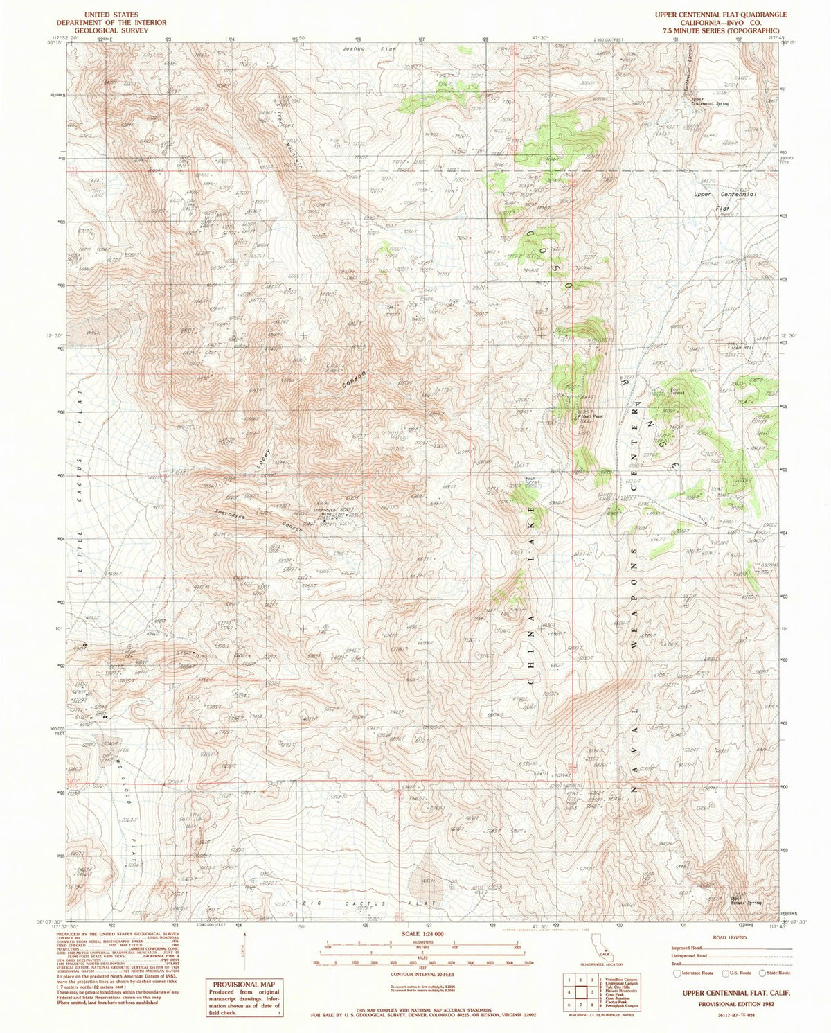 1982 Upper Centennial Flat, CA - California - USGS Topographic Map