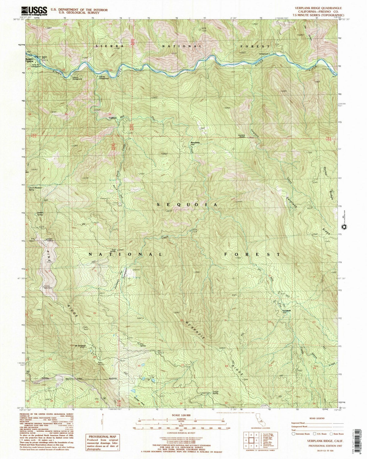 1987 Verplank Ridge, CA - California - USGS Topographic Map