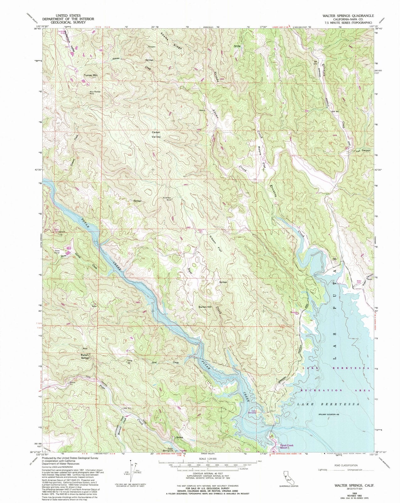 1959 Walter Springs, CA - California - USGS Topographic Map