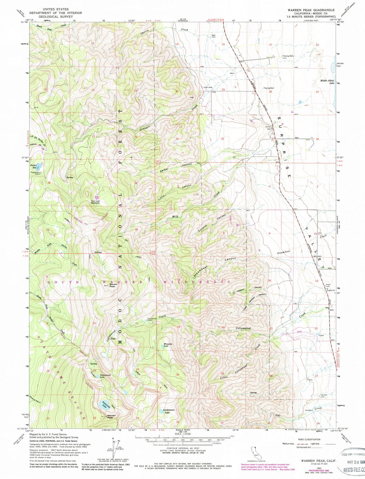 1963 Warren Peak, CA - California - USGS Topographic Map